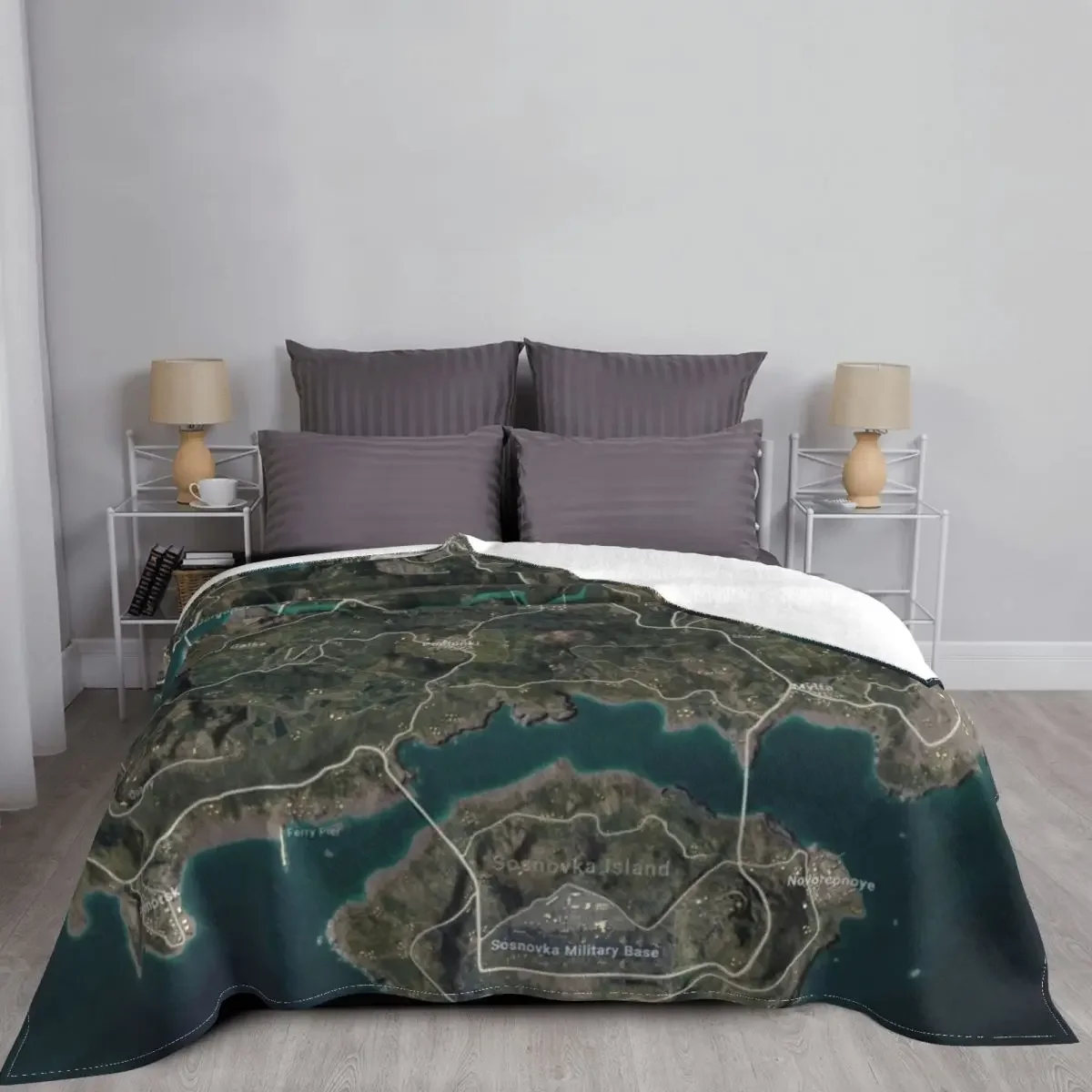 Fleece Sleep Bag - بطانية رمي PUBG Erangel للأرائك ،