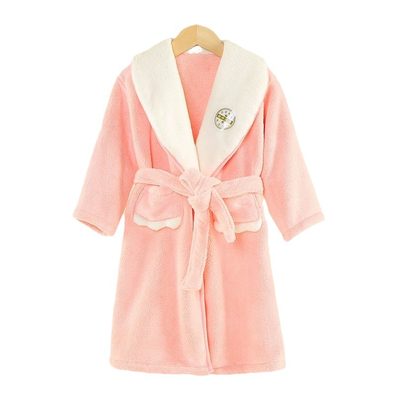 Baby Gown Nightwear - الأطفال الكرتون رداء الشتاء المرجان الصوف