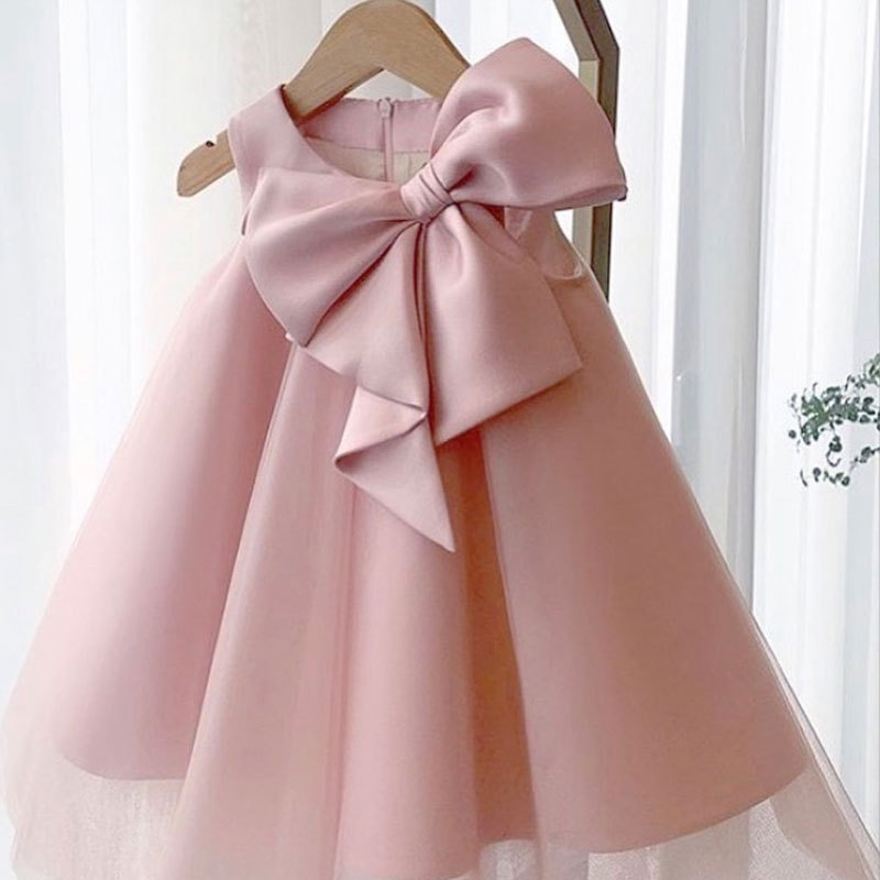 Baby Clothing Essentials - فستان بناتي صيفي بفيونكة كبيرة فستان