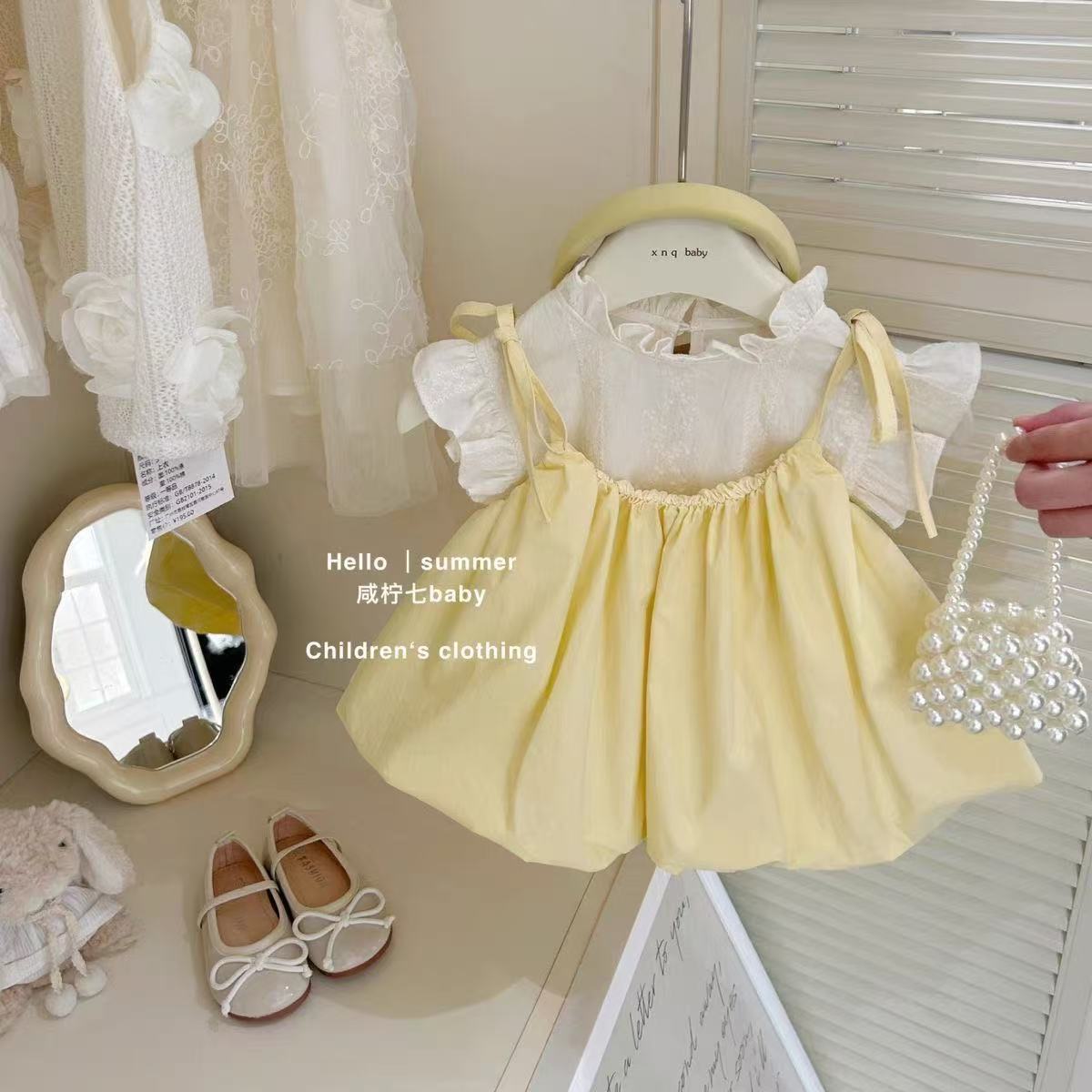 طقم فستان بحمالات للفتيات الصغ - مراجعة Baby Clothing Korea وسعره