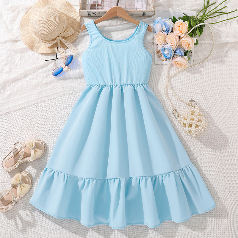 فستان أزرق فاتح بدون أكمام بيا - مراجعة Baby Clothing Korea وسعره