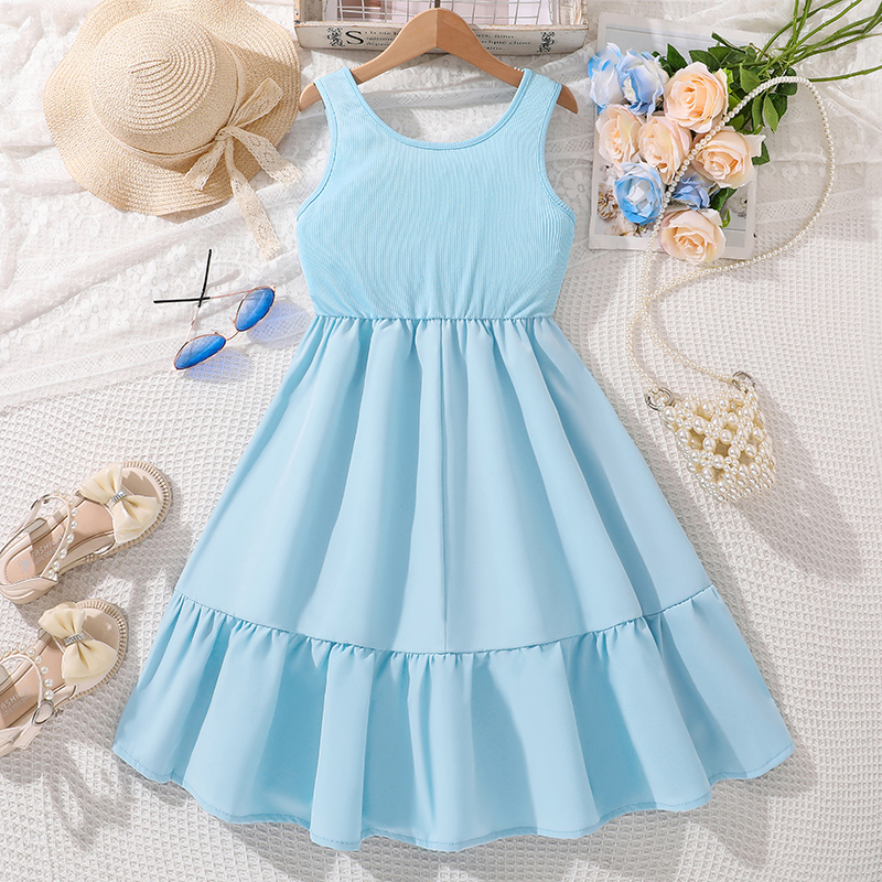 فستان أزرق فاتح بدون أكمام بيا - مراجعة Baby Clothing Korea وسعره